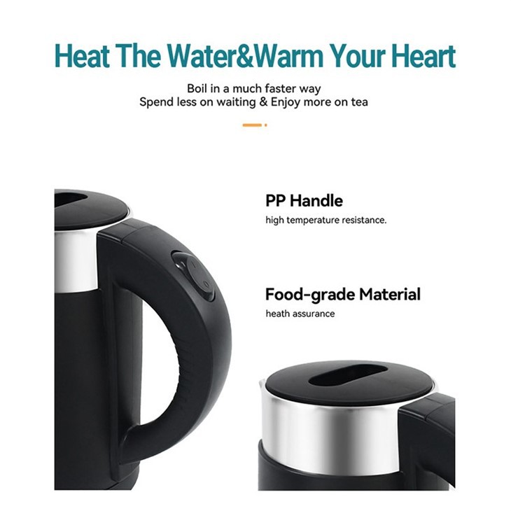 Mini 0.8L Electric Kettle Double Wall Construction